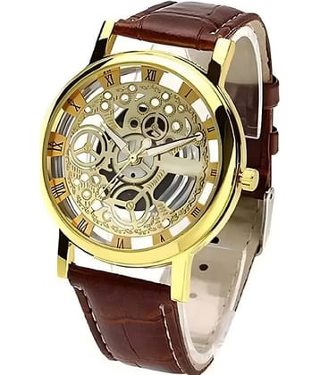 Viser Brown Leather Analog Womens Watch