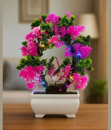 Modo® Artificial Plant with Sparrow & Light - Green & Pink (23.5)