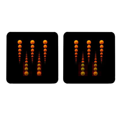 Multicolor Black Orange Pattern Set Of 2 Square Wooden Coaster