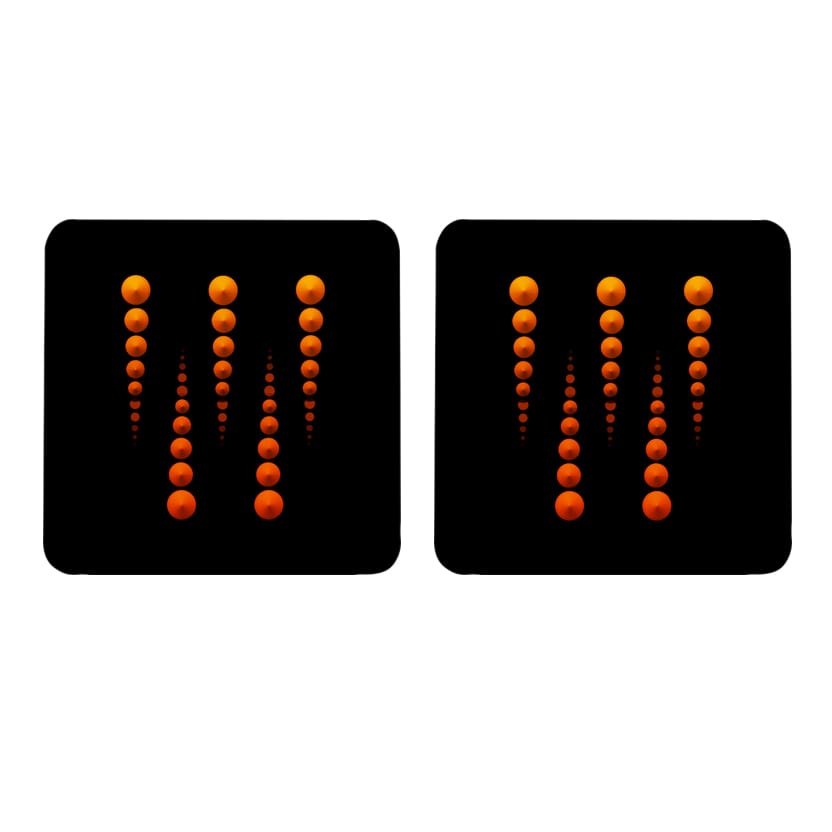 Multicolor Black Orange Pattern Set Of 2 Square Wooden Coaster