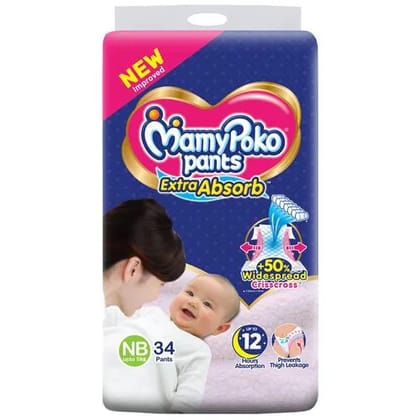 MamyPoko Pants Extra Absorb NB 34 Up to 5kg