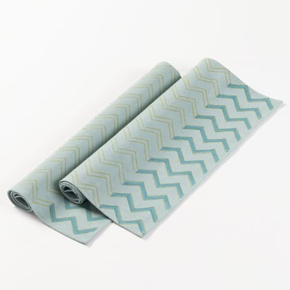 Hand Block Printed Cotton Table Mat - 13x18 Set of 2-100% Cotton Canvas / 12 Inches x 18 Inches / 1ft x 1.5ft / Blue, Yellow