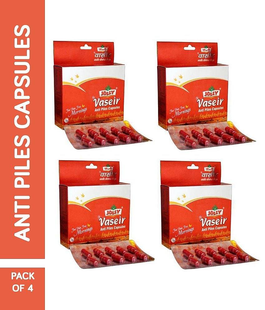 Jolly Pharma Vaseir Anti Piles Capsules - Fast Relief In Pain & Burning - Pain Relief Capsules Pack of 4