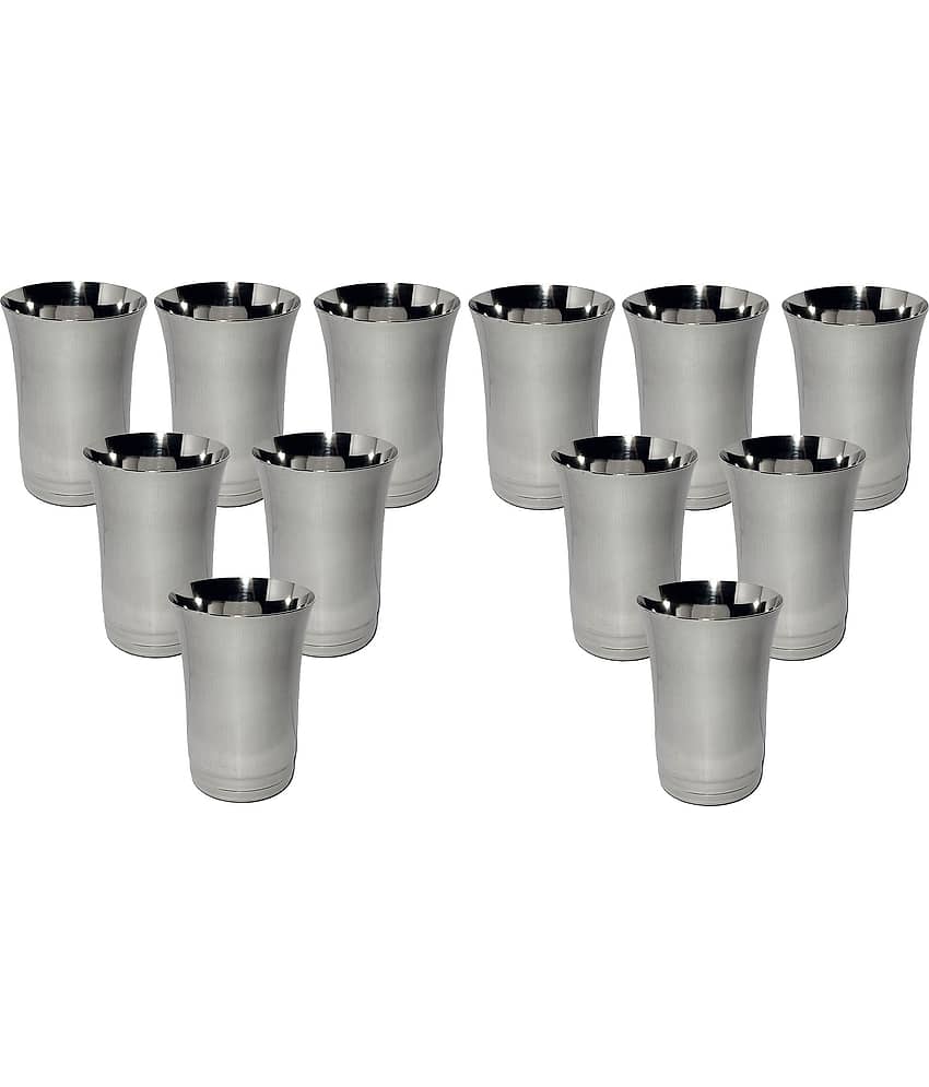 A & H ENTERPRISES - Daily Use Water Steel Glasses Set 300 ml ( Pack of 12 )
