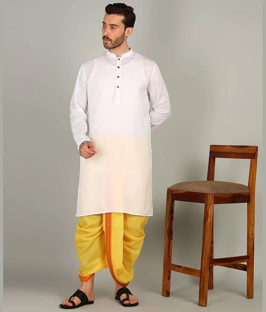 Shyam Handloom Silk Mens Dhoti Gold ( Pack of 1 ) - None