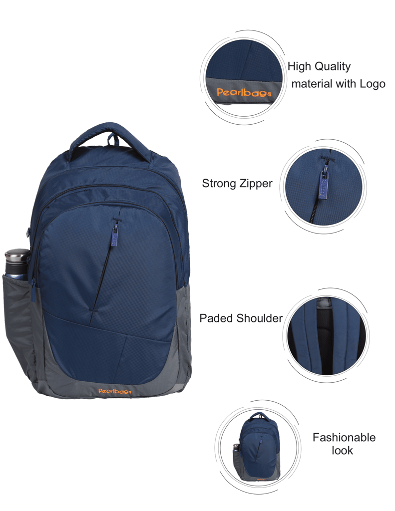 PB Pearl Bags Medium 25L 3 Zipper Compartment Waterproof Backpack School/College & Office Use 25 L Backpack