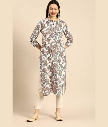 Rajnandini - White 100% Cotton Women's Straight Kurti ( Pack of 1 )