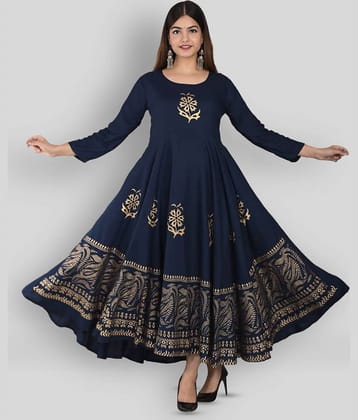Lee Moda - Blue Rayon Women's Anarkali Kurti ( Pack of 1 )