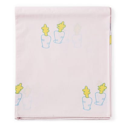 Block Printed Carrot Cotton Single Bedsheet - 60X90 - Pink-60 inches x 90 inches / Cotton / Pink
