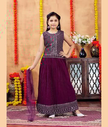 Aarika Georgette Lehenga Choli Set For Girls ( Pack of 1 , Purple )