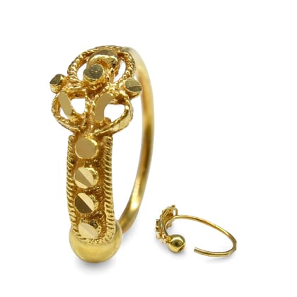 18K Real Gold Nose ring Indian Women vertical design Nose Hoop Ring 22g