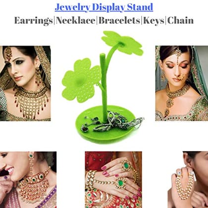 CONNECTWIDE� Flower Jewelry Necklace Stud Earring Holder Organizer Display Rack Tower Stand Tree (Green)