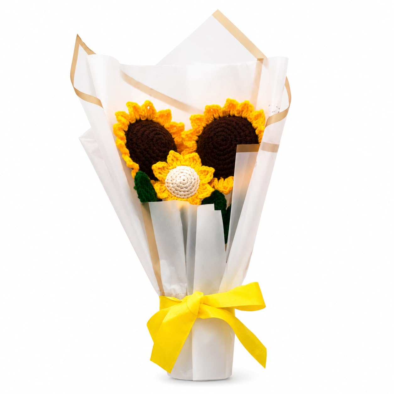 Rareity Aromatic Crochet Sunflower Flower Bouquet | Handmade Knitted Artificial Flowers with Premium Gift Wrapping | Romantic Gift for Women, Girlfriend, Wife, Mom & Friends