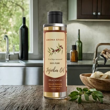 100% Pure Jojoba Oil Cold Pressed & Unrefined Natural Moisturizer for Skin, Hair, Face, Beard & Scalp Care (Glass Bottle)