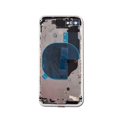 Full body housing faceplate Back Glass Assembly with Midframe and Charging Coil for Apple iPhone 8 Silver White