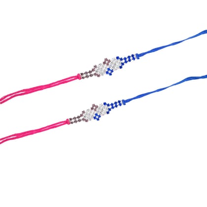 Designer Rakhi | Rakhi Exclusive American Diamond Rakhi Combo for Bhaiya, Bhabhi, Brother-Pack of 2