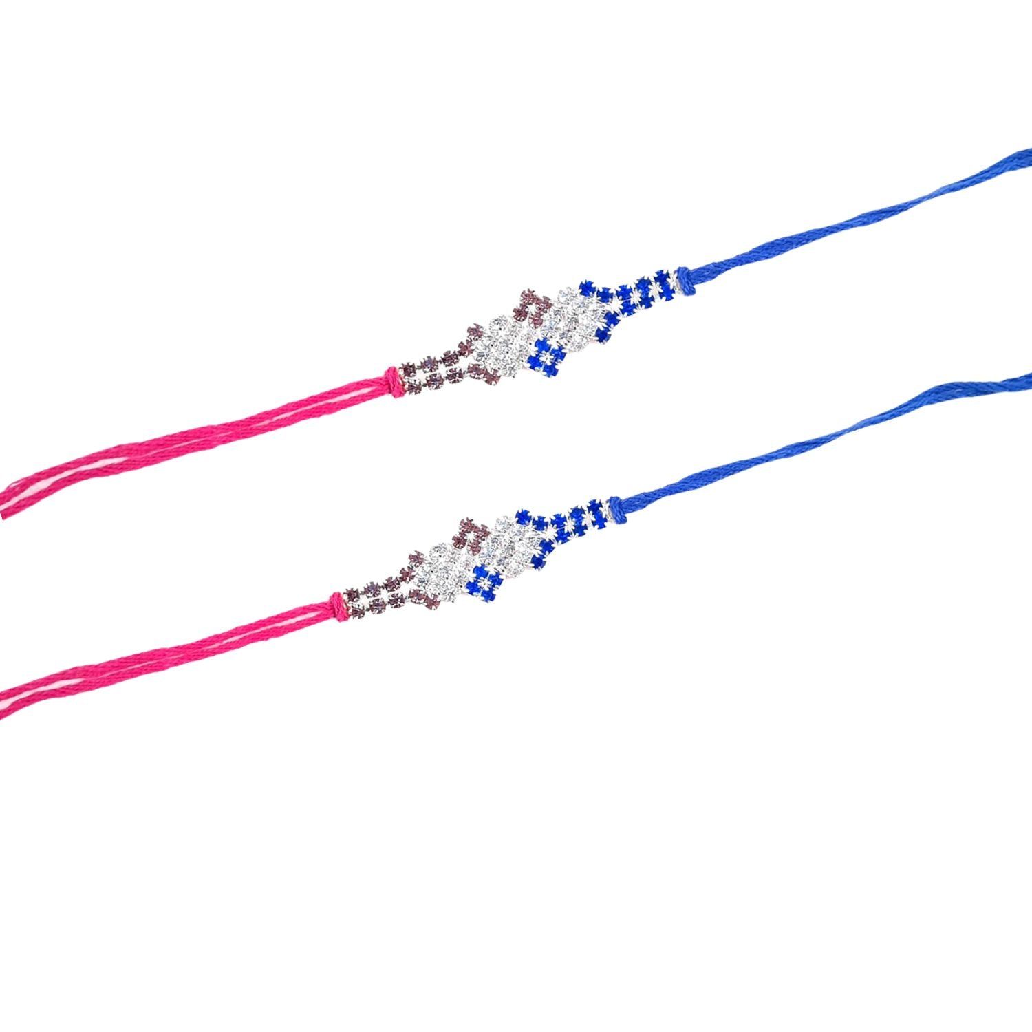 Designer Rakhi | Rakhi Exclusive American Diamond Rakhi Combo for Bhaiya, Bhabhi, Brother-Pack of 2