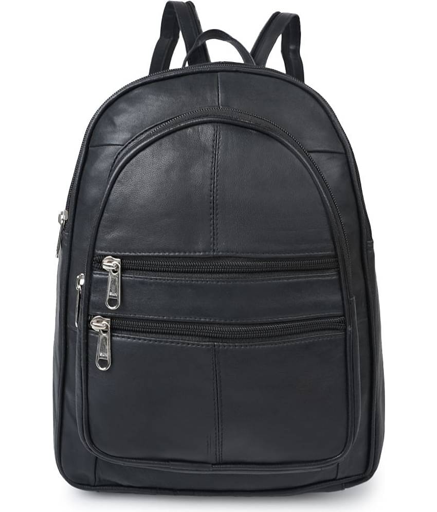 CIMONI Backpack Pure Leather Set of 1 ( Black )