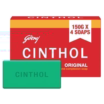 Cinthol Original Soap, 150g (Pack of 4) | Germ Protection | Soaps For Bath | Grade 1 Soap | For All Skin Types Cinthol Original Soap, 150g (Pack of 4) | Germ Protection | Soaps For Bath | Grade 1 Soap | For All Skin Types - 150 g (Pack of 4)