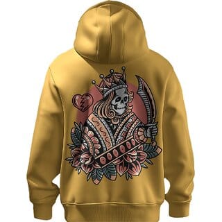 BULL CLOTHING Men's Mustard Yellow Hoodie King Printed Design 60 Cotton 40 Poly 280 GSM Fleece