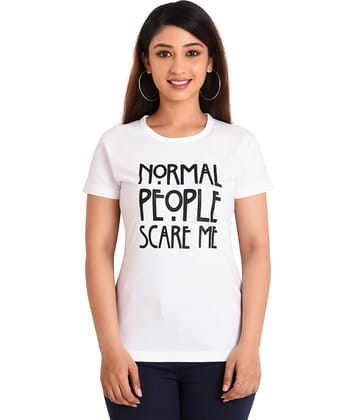 Neo Garments Women Cotton Printed Regular Fit Round Neck T-Shirt ( White )