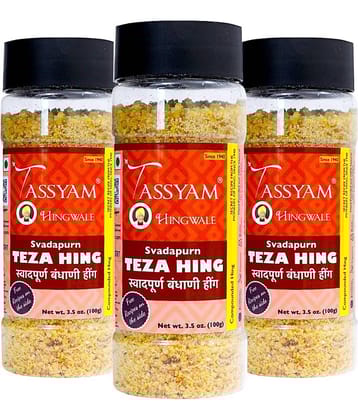 Tassyam Hingwale Teza Hing 300g (3x 100g) | Vegan, Hand Pounded & Natural Powder 300 gm Pack of 3