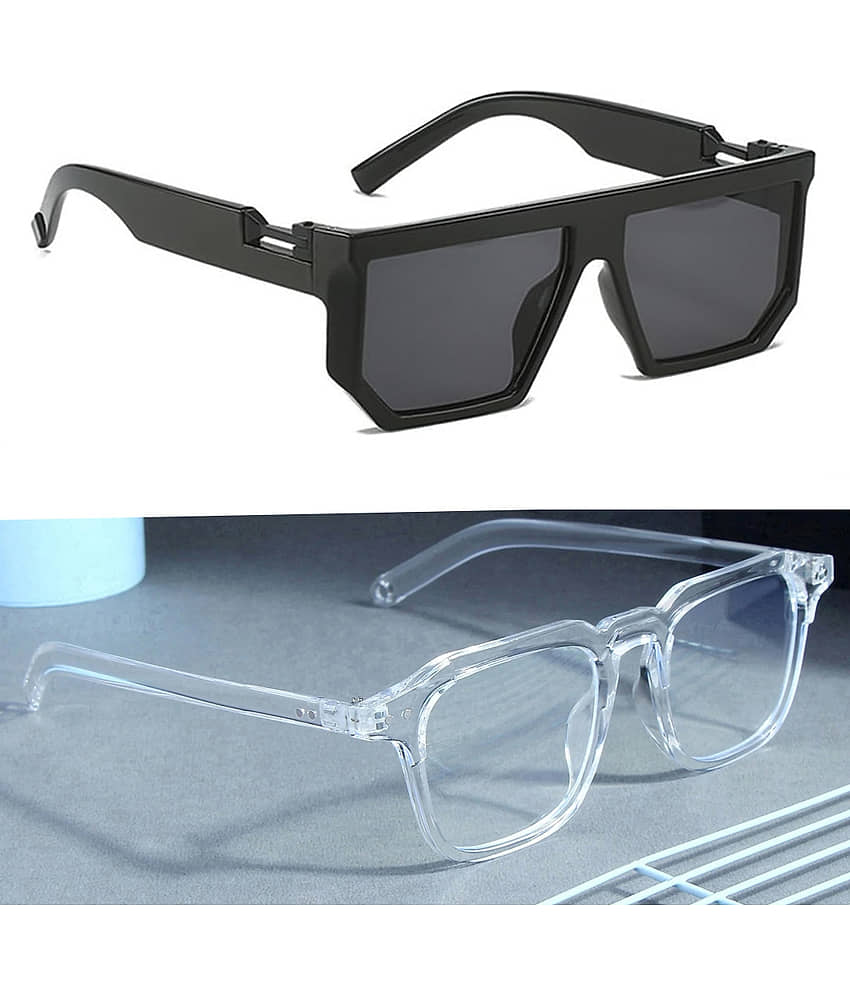 Elligator Black Square Sunglasses ( Pack of 2 )