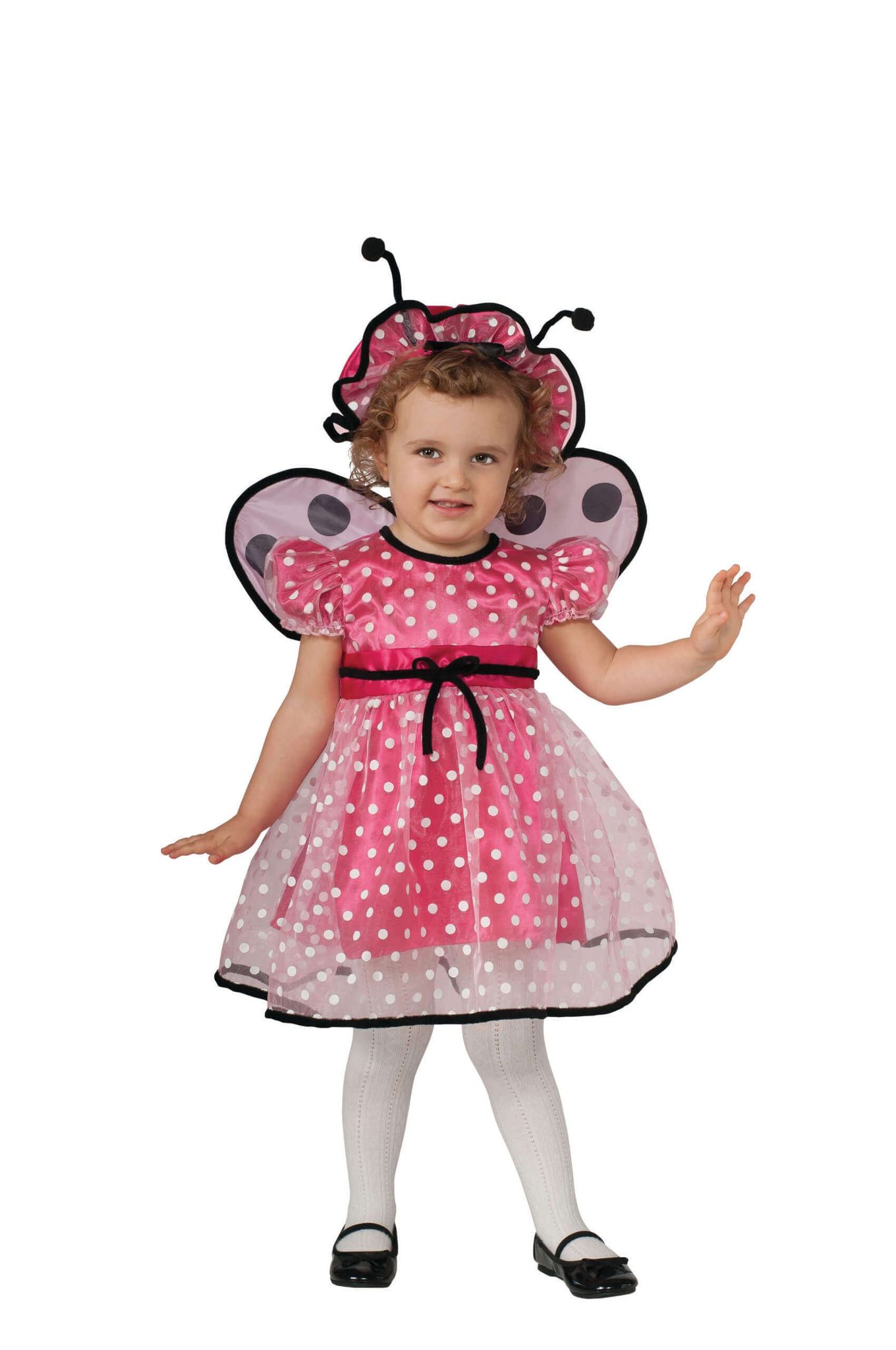 Lady Bug Pink & White Costume w/ Wings for Kids - 2PC Set