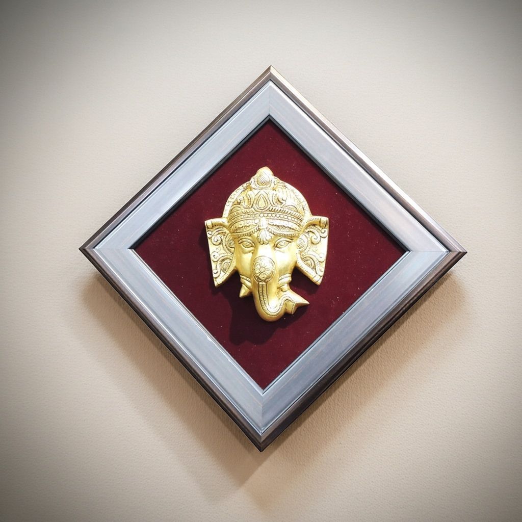 Luxury Brass Ganesh Wall Frame for Home Temple, Height : 12 Inch (BSMAS1901 C)