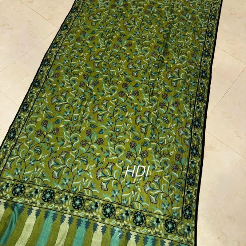 Green Zari Kani Pashmina Shawl – Handwoven Pure Wool with Metallic Thread Detailing | Heritage Luxury by Heritage Design Inc
