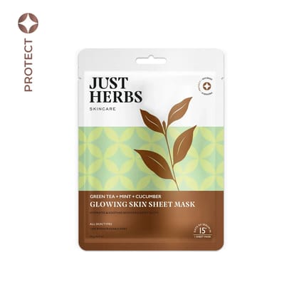 Green Tea Sheet Mask with Mint & Cucumber For Glowing Skin (Pack of 1)