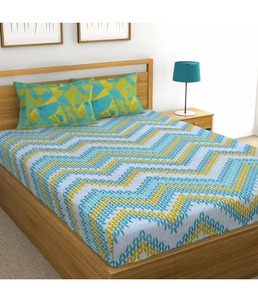 Cosito Cotton 1 Double Bedsheet with 2 Pillow Covers ( Multicolor )
