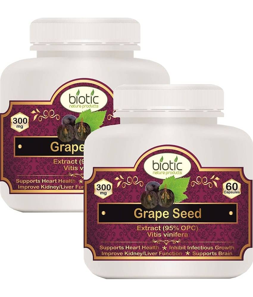 Biotic Grape Seed Extract - Grapeseed 300mg Veg Capsule 120 no.s Pack of 2