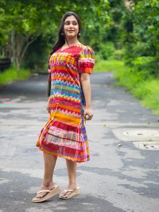 Handloom Sustainable Cotton Gamcha Dress-M