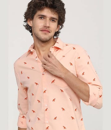 Ketch 100% Cotton Slim Fit Printed Full Sleeves Men's Casual Shirt - Pink ( Pack of 1 )