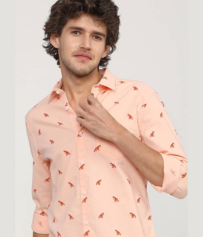 Ketch 100% Cotton Slim Fit Printed Full Sleeves Men's Casual Shirt - Pink ( Pack of 1 )