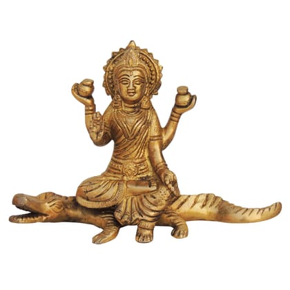 Brass Ganga Devi Statue – Goddess Ganga Brass Spiritual Home Decor, Height : 4.6 Inch (BSMAS1278 E)
