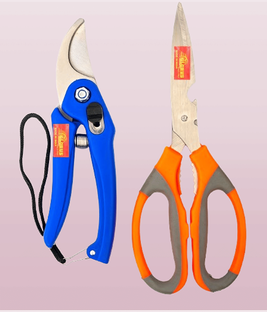 Globus 1660-GARDEN TOOL SET/2-GARDEN CUTTER/PRUNER/SECATEUR (8"/200MM) (STAINLESS  ) & GARDEN SCISSOR STAINLESS (8INCH/20CM) Garden Tool Kit. Garden Tool Kit (2 Tools)