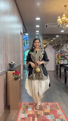 Designer Party Wear Look Top ,Dhoti Salwar And Dupatta