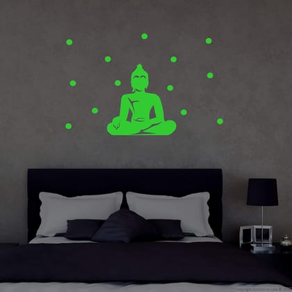 DreamKraft Glow in The Dark Buddha Radium Wall Stickers (Green, 64 cm X 41 cm)