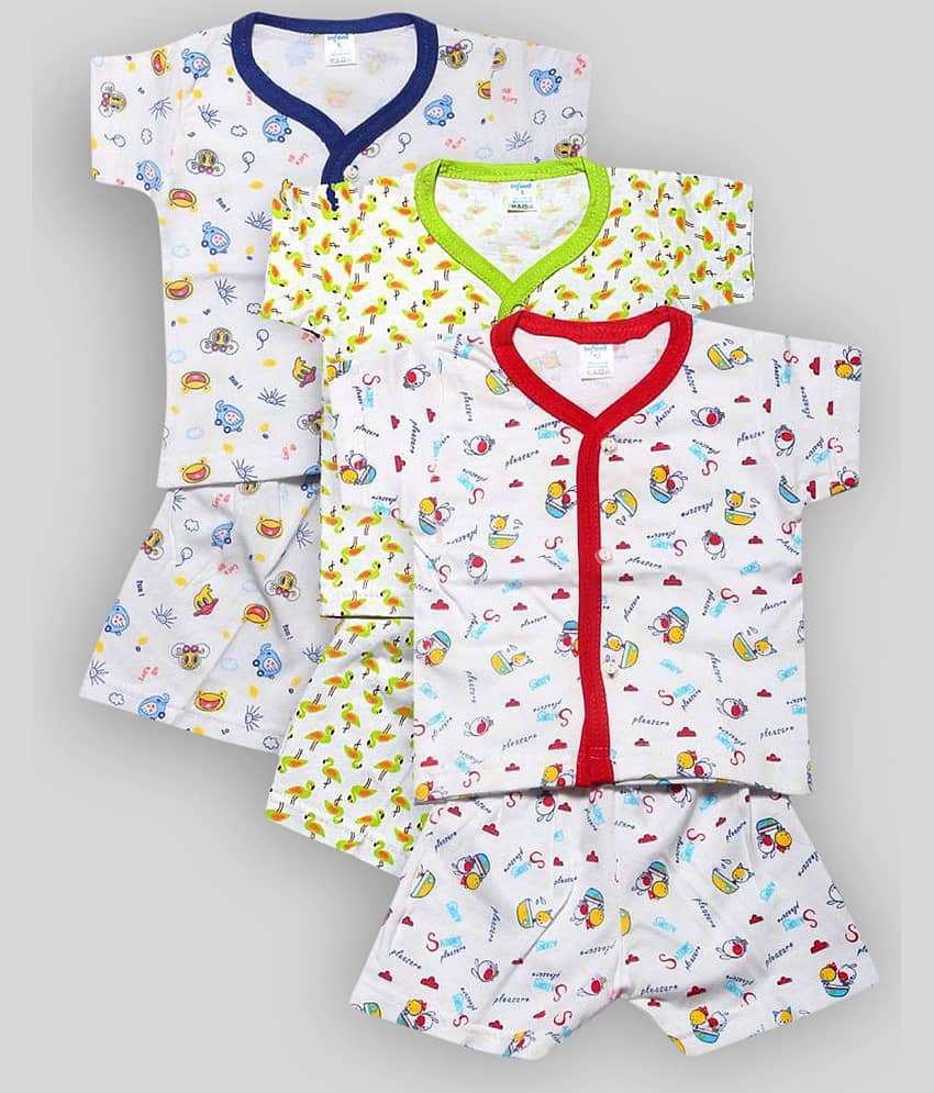 INFANT Pack of 3 Baby Boys 100% Cotton T Shirts & Shorts ( Multi )