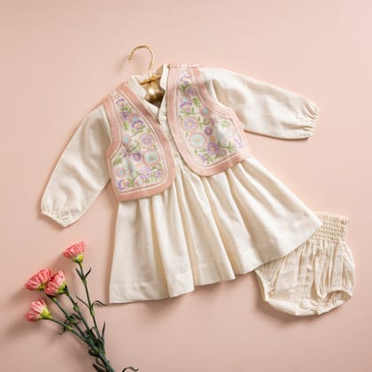 Poshaak Dress with Embroidered Jacket-12-18 months