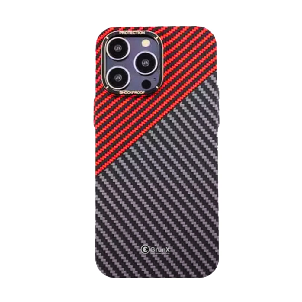 Titanic - Carbon Fiber Aramid Magsafe Case - Black & Red-iPhone 12