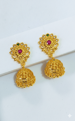 Mishti Creations Gold Colour Plated Traditional Floral Jhumka Earrings for Women Mishti Creations Gold Colour Plated Traditional Floral Jhumka Earrings for Women