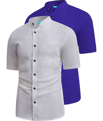 VIMASUTI Cotton Blend Slim Fit Solids Half Sleeves Men's Casual Shirt - Dark Blue ( Pack of 2 )