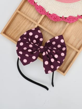 Polkadot Bow Hairband - Maroon-one Size / Burgundy