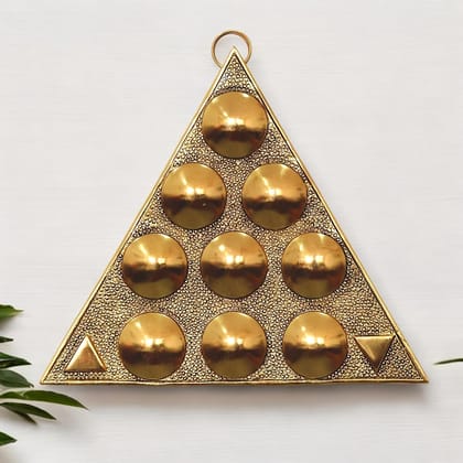Dreamkraft Shri Vastu Navgrah Yantram Maha Yantra | Sampoorna Navgraha Triangle Yantra | Vastu Dosh Nivaran Wall Hanging | Triangular Brass Yantra | Home & Office Decor (8.5 Inches)