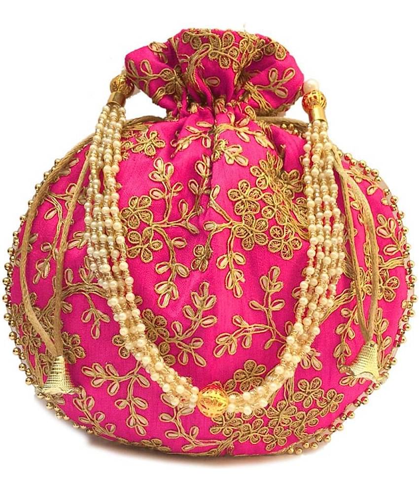 Bulbul Pink Silk Potli