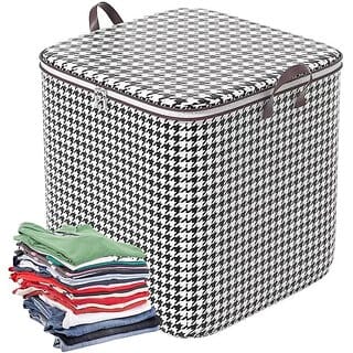 180L Foldable Clothes Organizer For Wardrobe, Blanket Storage Box Cloth and Dress Organiser Basket Bag with Reinforced