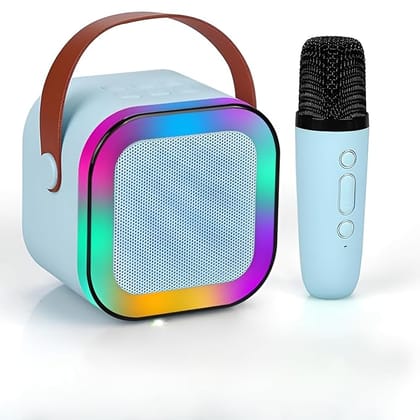 K12 Speaker Bluetooth Wireless Karaoke Mic Speaker Multi Modes, RGB Lights Party POP Bluetooth Speaker,Portable & Long Time Use Wireless Microphones & Fun Voice Change (Random Color)